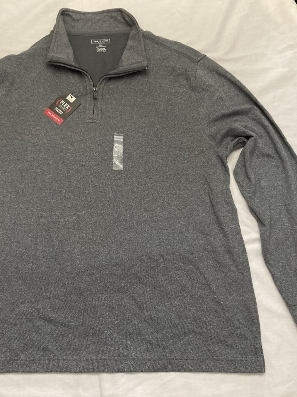 Mens Van Heusen Flex Shirt Sweatshirt Size XL Gray Pullover Natural Stretch
